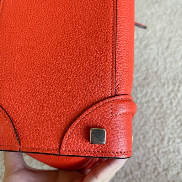 Celine Drummed Calfskin Micro Luggage Vermillion - Picture 5 of 13